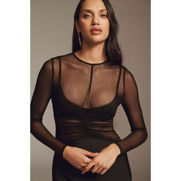 Ginger Sheer Long Sleeve Mixed Media Gown MISHA COLLECTION Size Medium EU 38 - Picture 2 of 8